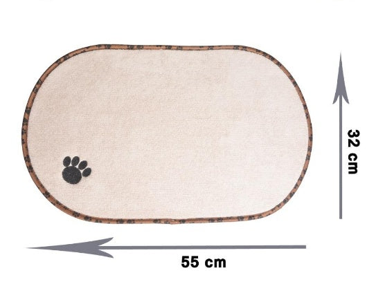 Tapis pour gamelle en microfibre pour chien